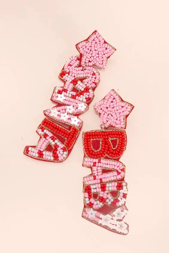 Christmas Holiday Santa Baby Seed Bead Earrings Branded By Barta