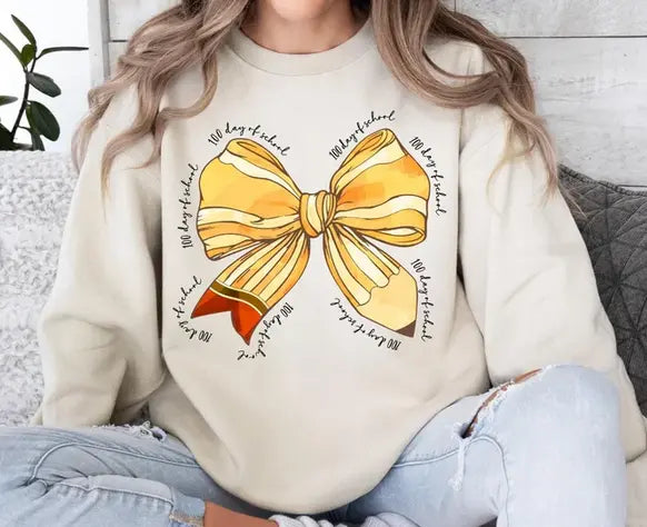 100 Days Pencil Bow Tee