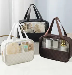 Checkered pattern travel clear bag 42POPS