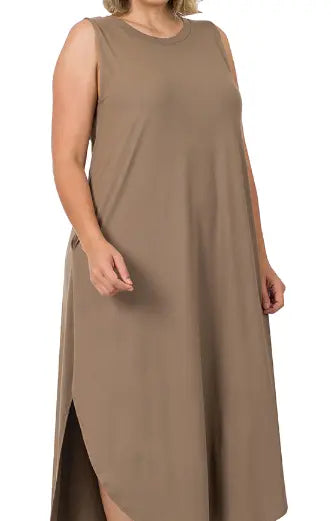 Plus brushed dty side slit dress with pockets Branded By Barta