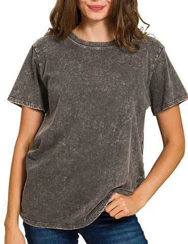 Washed Short Sleeve Top Branded By Barta