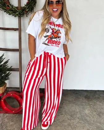 CHRISTMAS VERTICAL VIBES STRIPE PANTS Branded By Barta