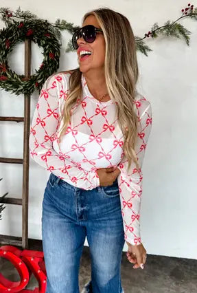 CHRISTMAS DRESS IT UP MESH TOPS Branded By Barta