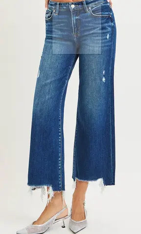HIGH RISE CROP WIDE LEG JEANS - RISEN Branded By Barta