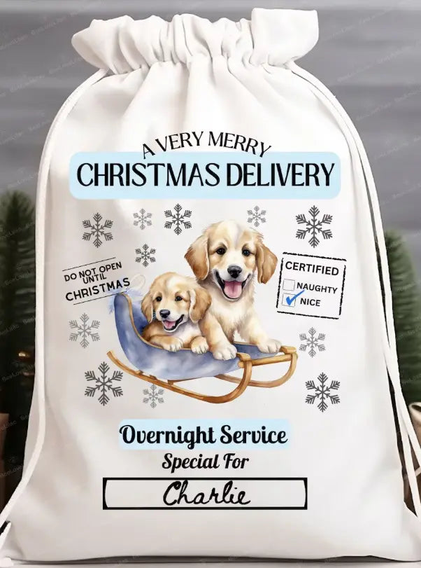 Puppy Santa Sack Transfer Branded By Barta