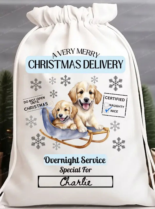 Puppy Santa Sack Transfer Branded By Barta