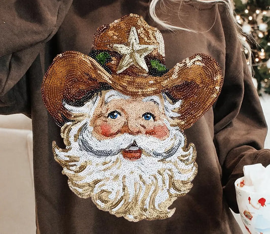 Sequin Cowboy Santa brandedbybarta