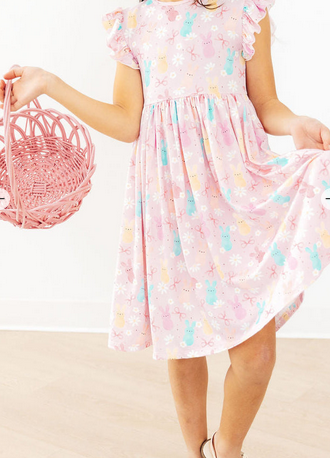 Preppy Peeps Flutter Sleeve Twirl Dress
