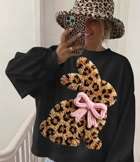 Leopard Easter Bunny Bow Faux Yarn Branded By Barta