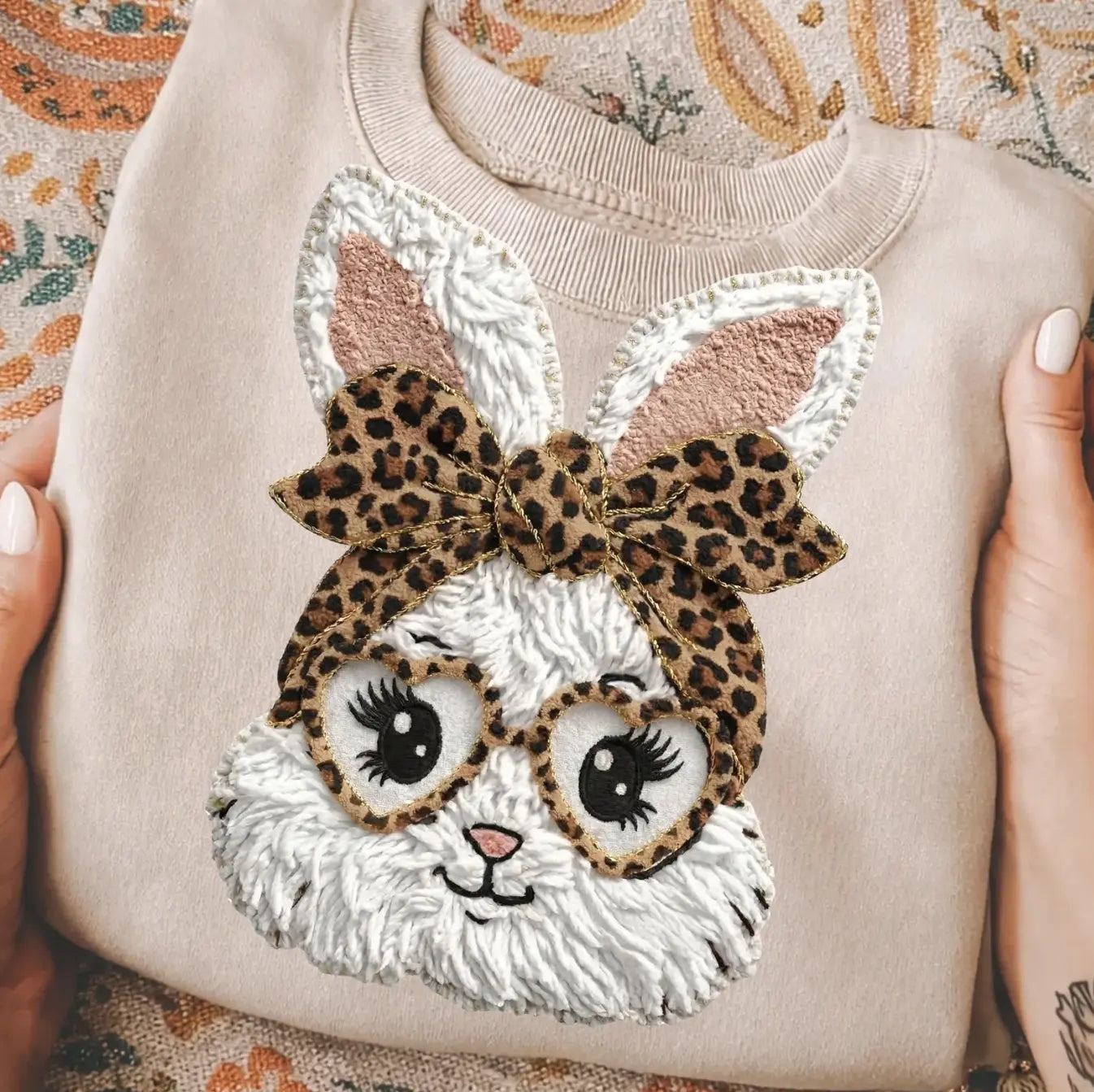 Leopard Easter Bunny Faux Yarn Branded By Barta