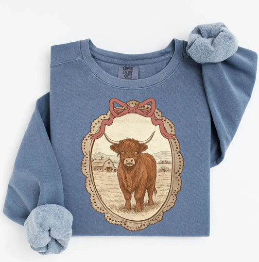 Vintage Framed Highland Cow brandedbybarta