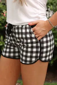 Black Gingham Everyday Shorts Branded By Barta