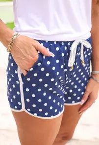 Navy Polka Dot Everyday Shorts Branded By Barta