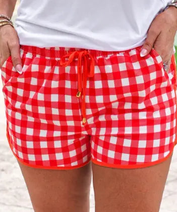 Red Gingham Everyday Shorts Branded By Barta