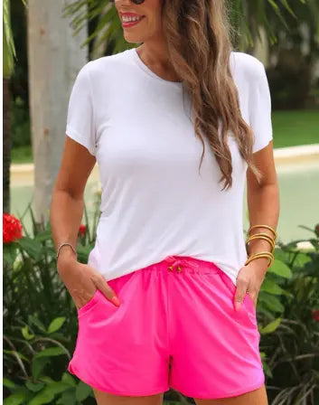 Solid Neon Pink Everyday Shorts Branded By Barta