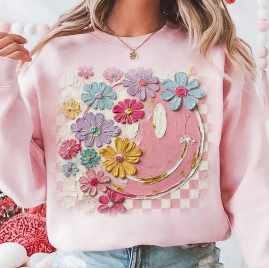 Floral Checkered Smiley Face brandedbybarta