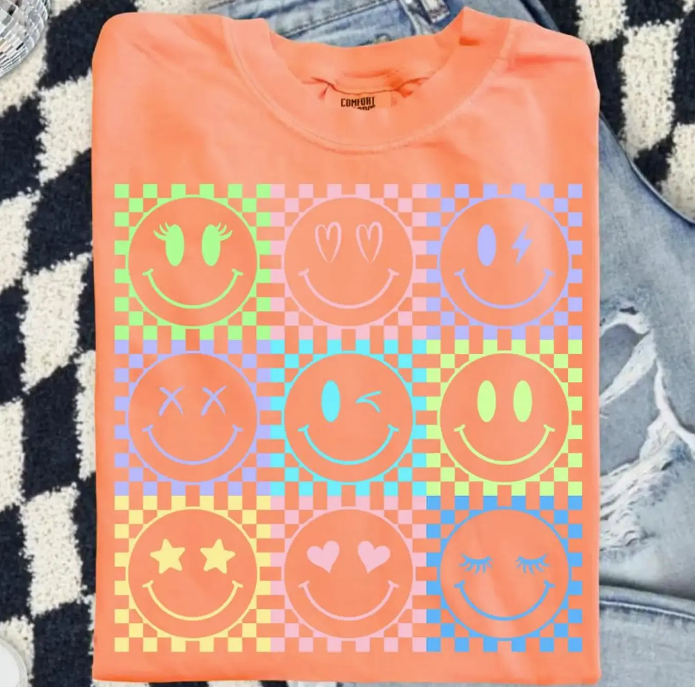 Neon Checkered Smiley Face brandedbybarta