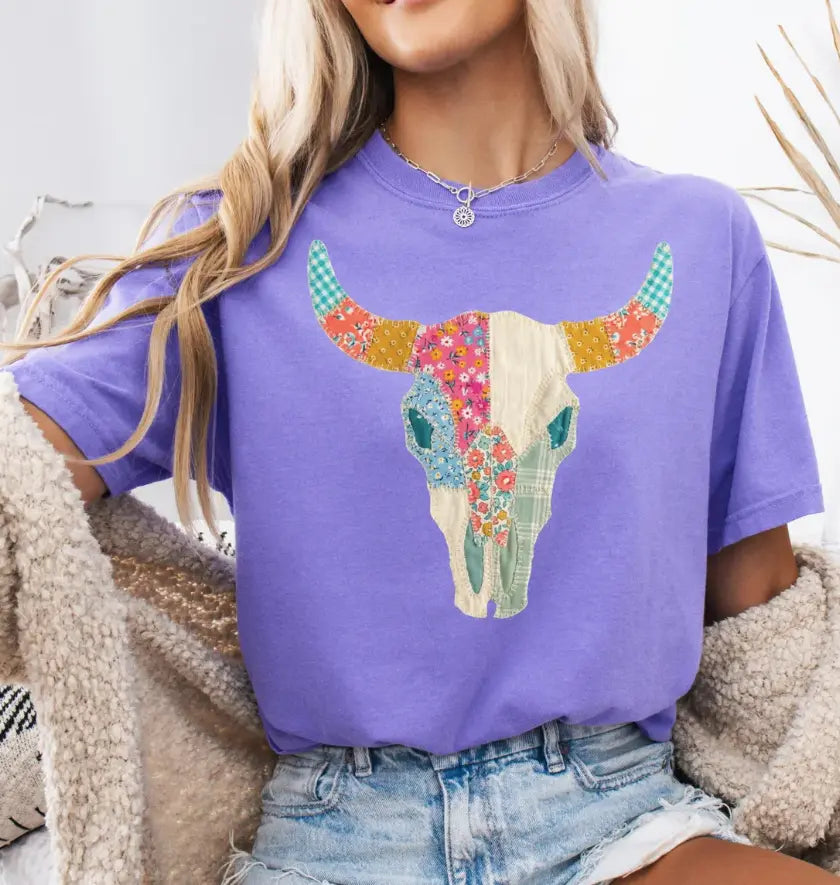 Cow Skull Faux Patchwork brandedbybarta