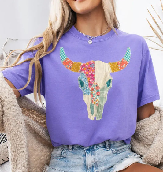 Cow Skull Faux Patchwork brandedbybarta