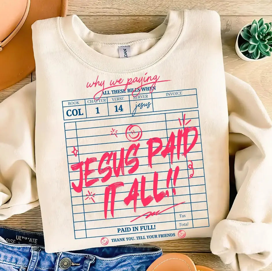 Jesus Paid It All Guest Check brandedbybarta