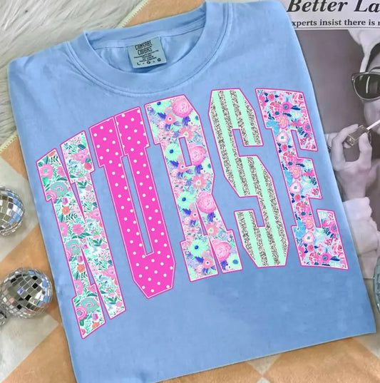 Neon Floral Checkered Nurse brandedbybarta