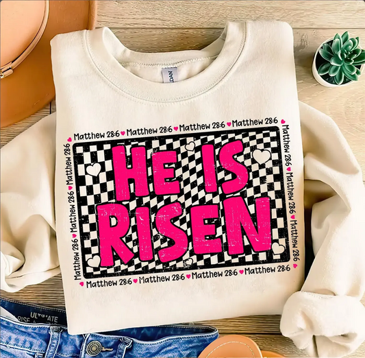 He is risen pink checkered