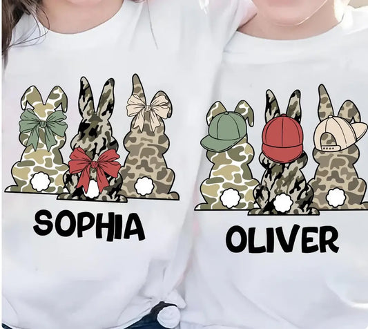 Camo bunny row of three