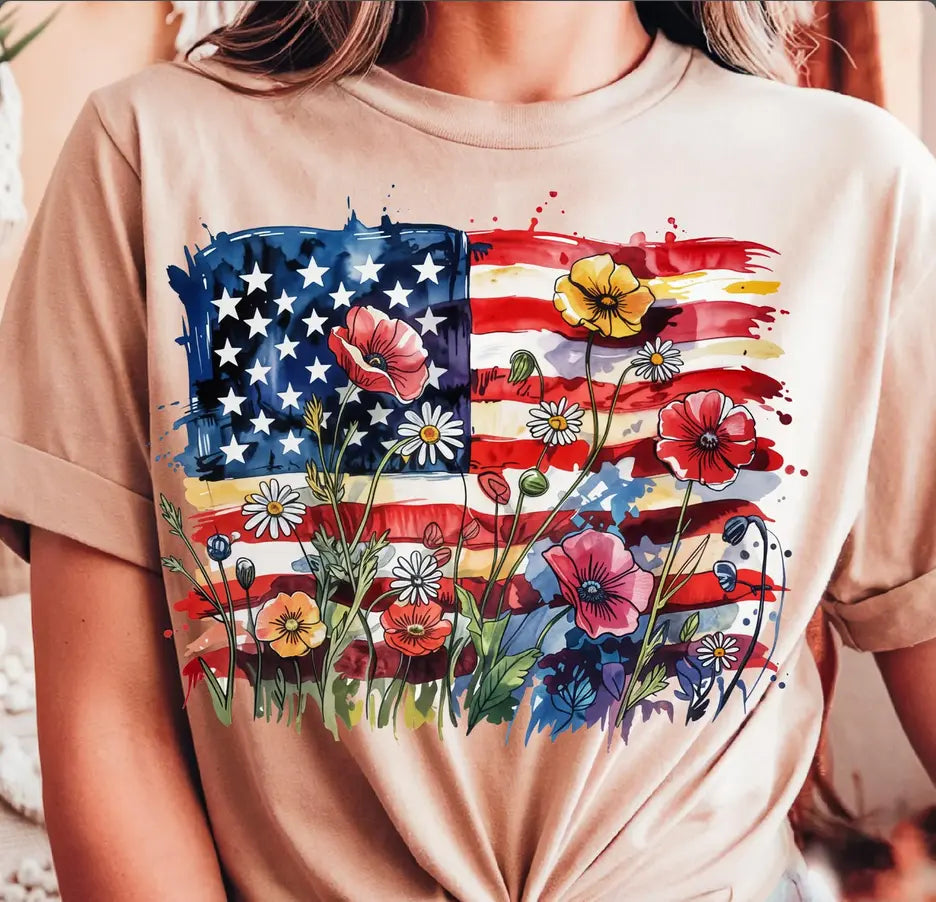 Flag with poppy and flowers brandedbybarta