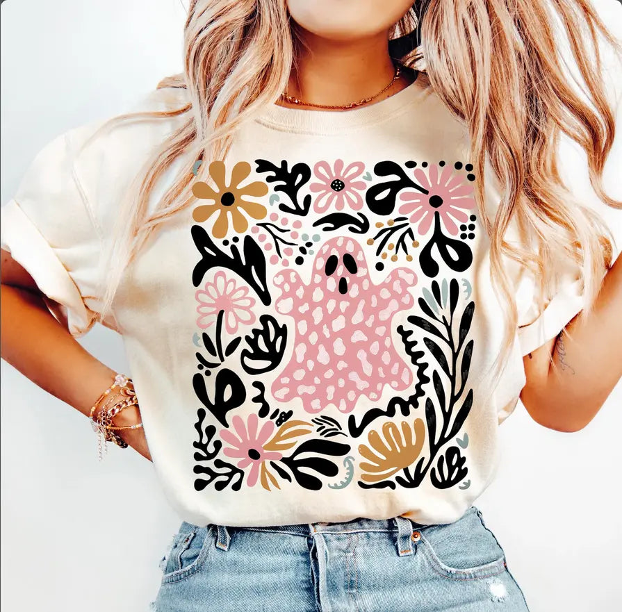 Pink Ghost with Flower brandedbybarta