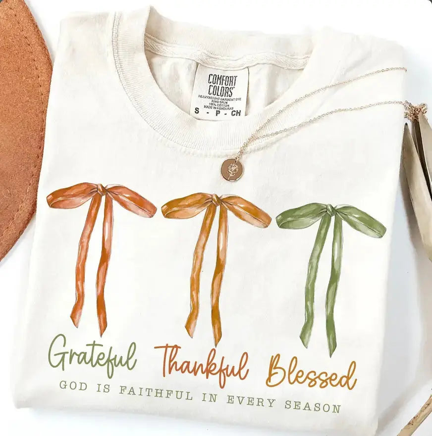 Greatful Thankful Blessed Bow Branded By Barta