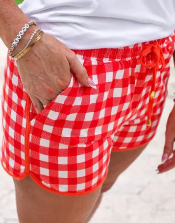 Red Gingham Everyday Shorts Branded By Barta