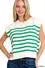 Oversized Crewneck Stripe Sweater Vest Green Branded By Barta