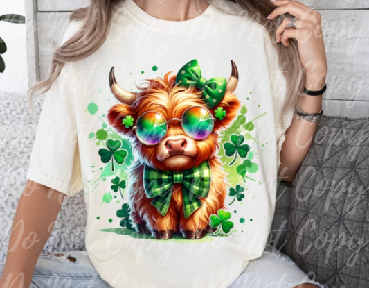 Green St. Patrick's Day Highland Cow