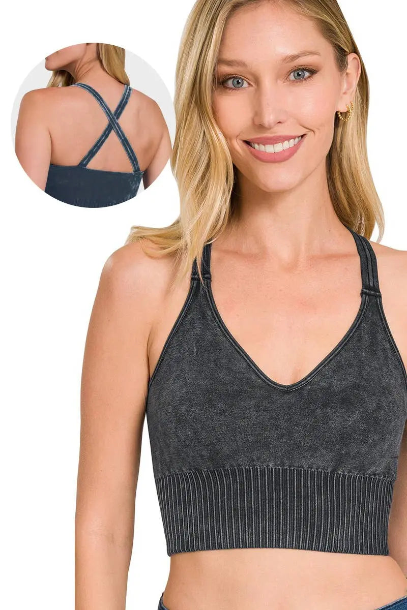 Washed Seamless Bra Cross Back - Branded By Barta