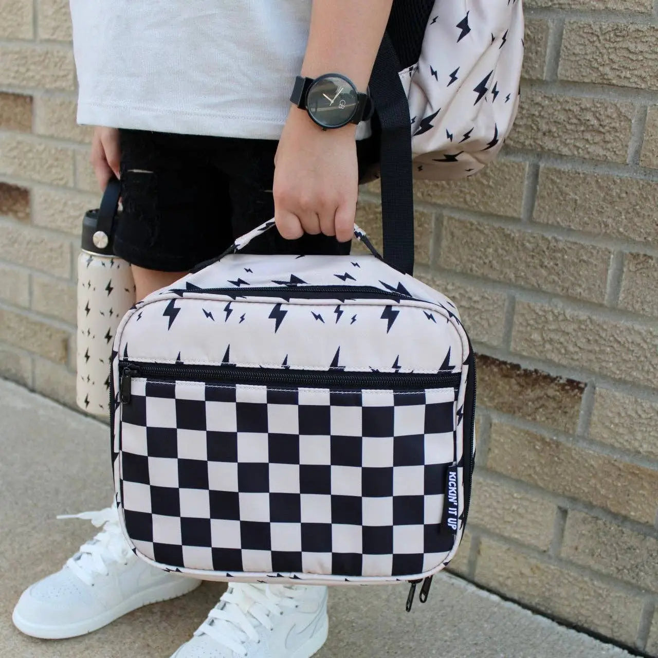 Beige Bolt Lunch Box Kickin it up Socks