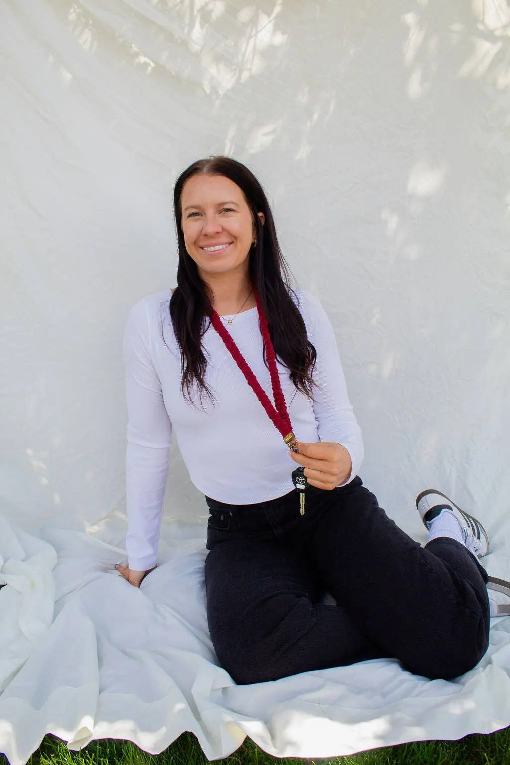 Maroon Linen Lanyard Shop Andi