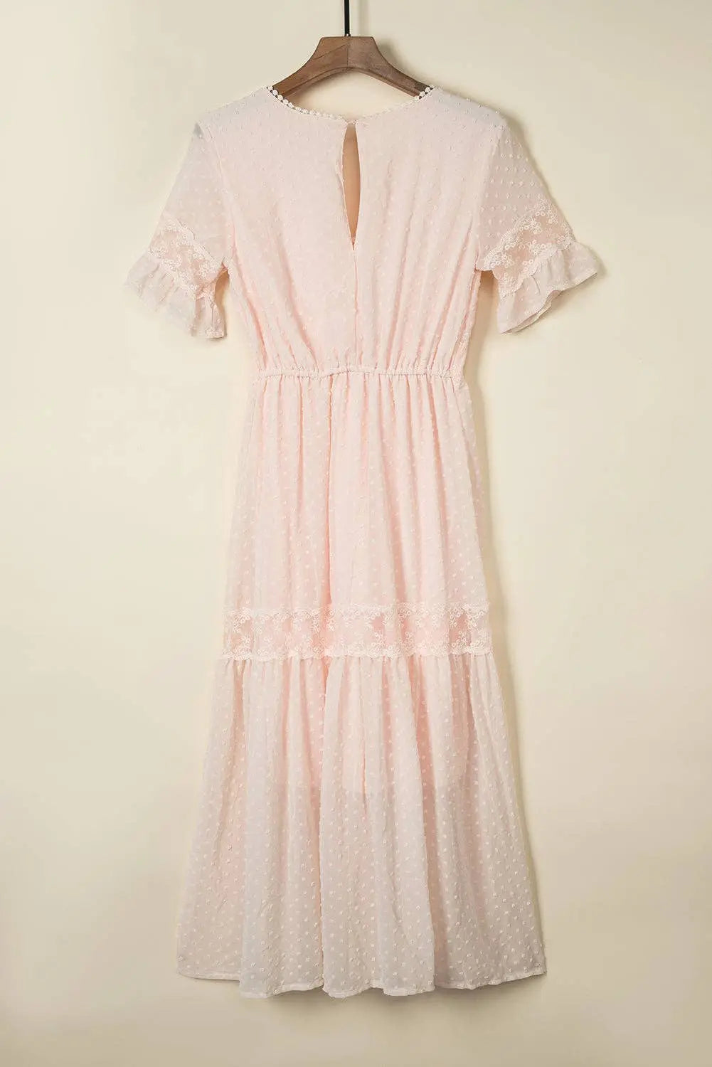 Swiss Dot Lace Trim Maxi Dress - Branded By Barta