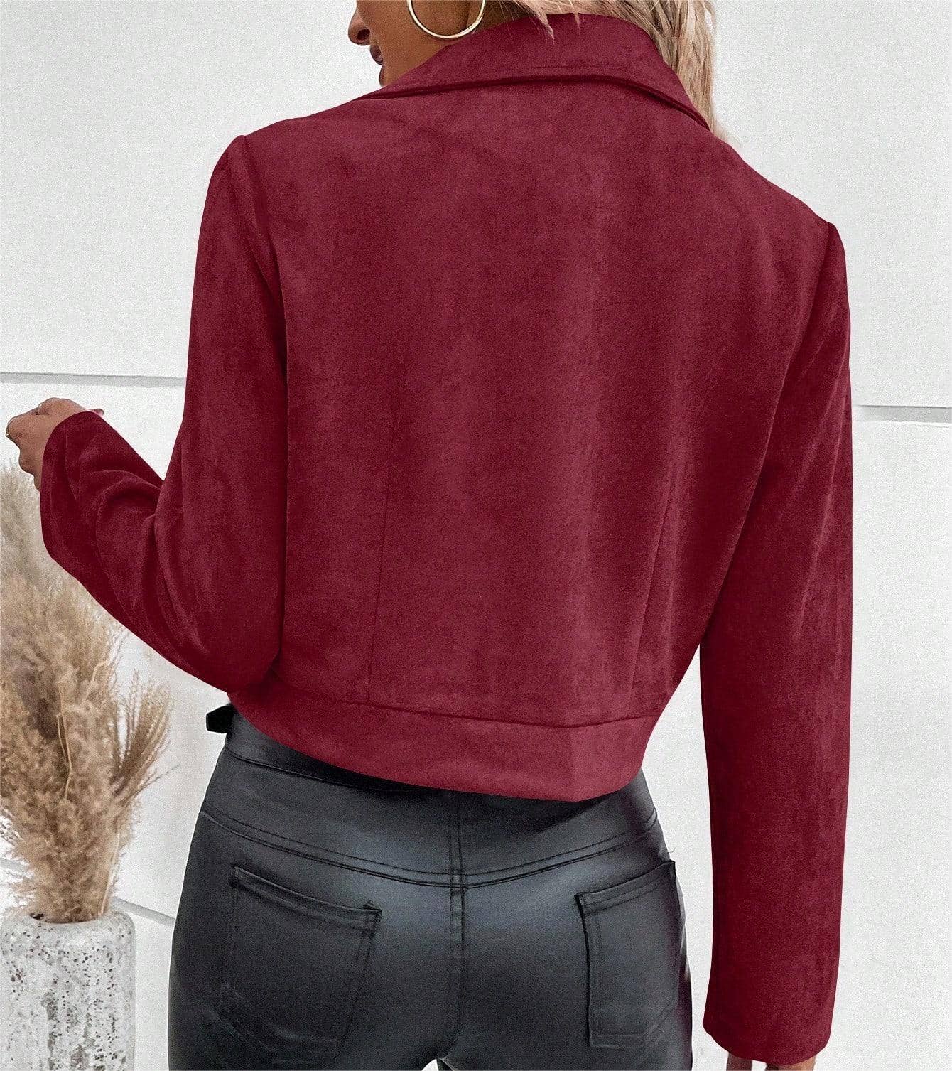 Suede zipper fashionable short jacket Lily Clothing