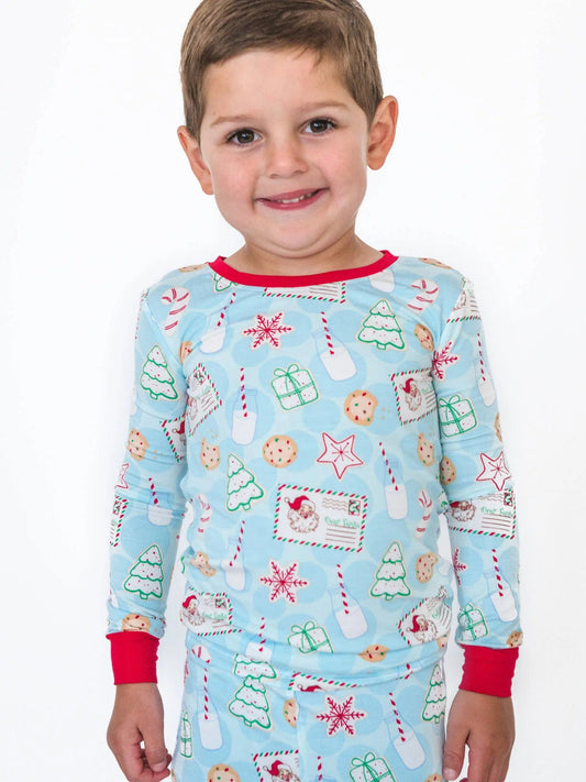 SoftSnooze™ Kids Bamboo Viscose Santa Sweets Long Sleeve Pajama Set RuffleButts + RuggedButts