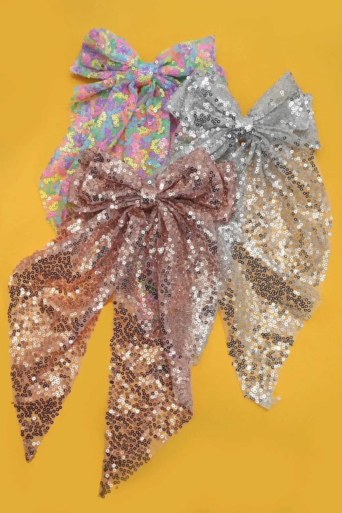 SEQUIN GLITTER ORGANZA BOW RIBBON HAIR CLIPS | 40H921 JOSSLYN by wall to wall