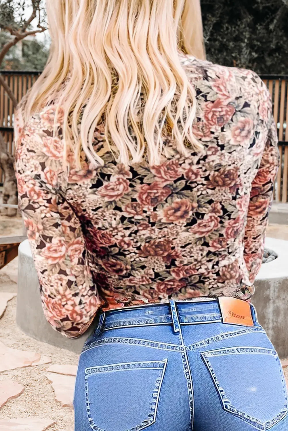 66Retro Floral Print Mesh Mock Neck Plus Size Top (S-4X) 66DISCO