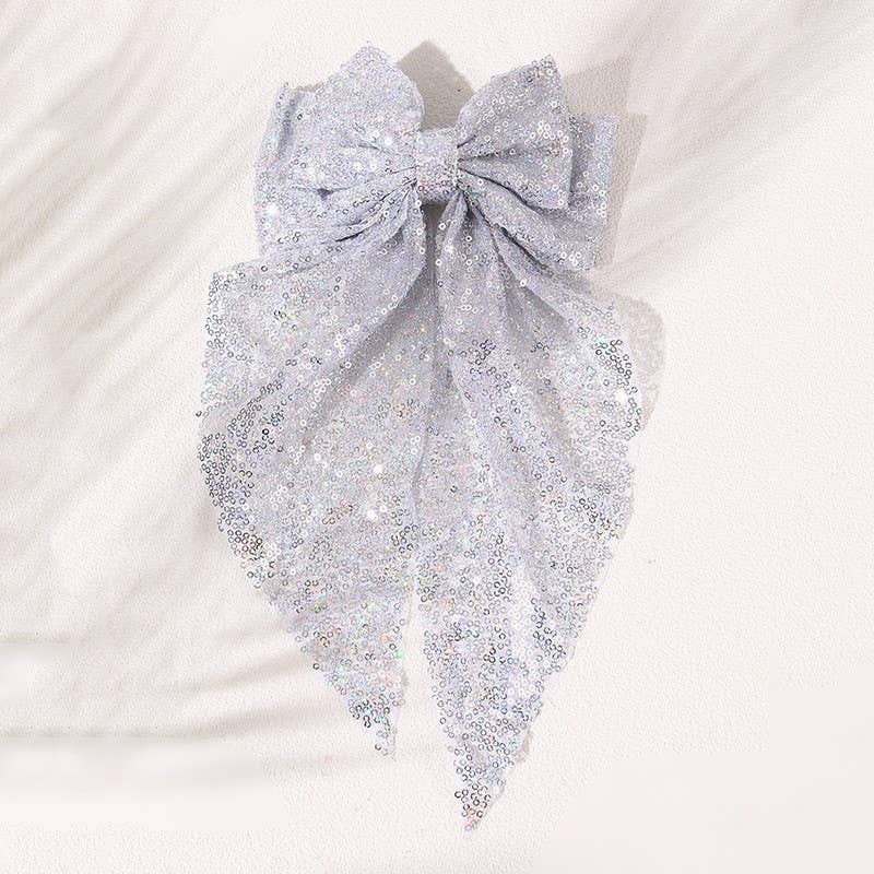 SEQUIN GLITTER ORGANZA BOW RIBBON HAIR CLIPS | 40H921 JOSSLYN by wall to wall