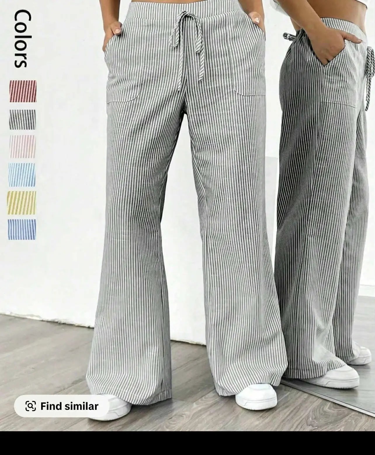 Striped Pants Wide Leg Branded By Barta