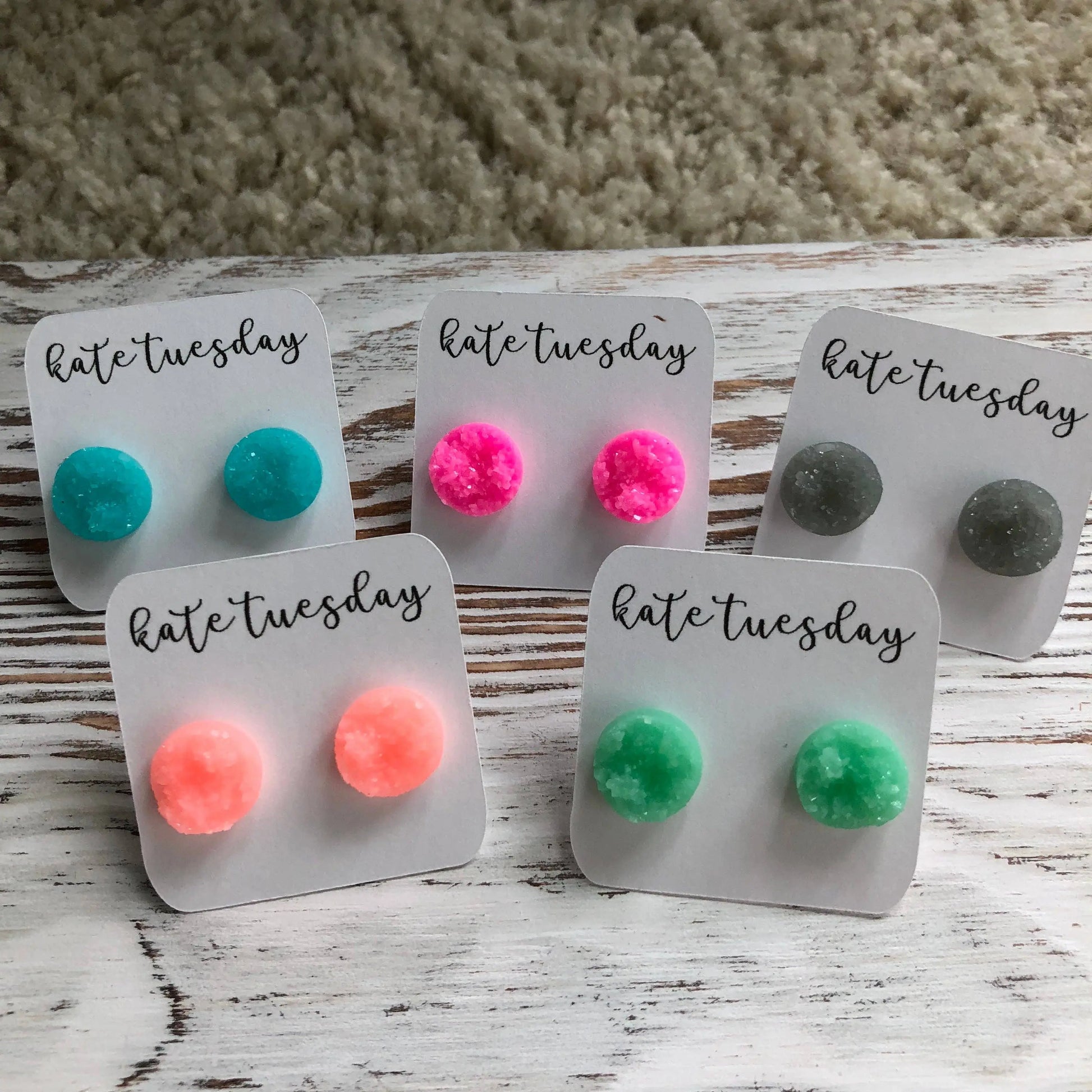 Summer Bright Raw Neon Stud Earrings Kate Tuesday Jewelry