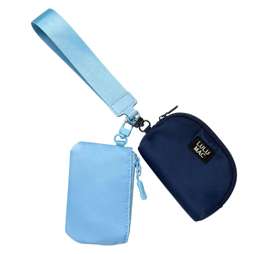 Light Blue/Navy Lulu Mac Double Pouch Wristlets Girlie Girl Originals