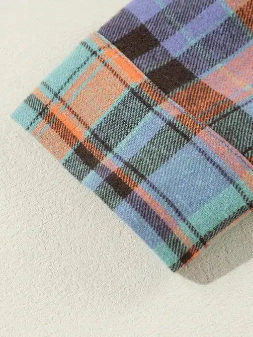 Retro Plaid Print Loose-Fit Button-Up Shirt Lovesoft