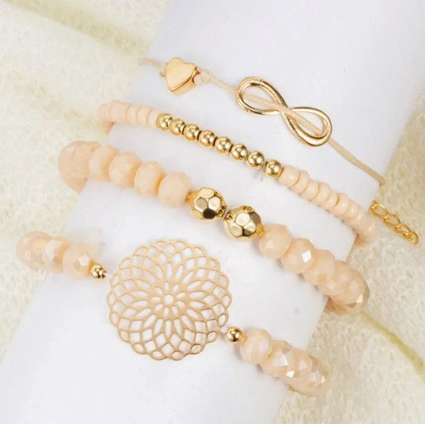 Pink, White + Rose Gold Stretchy Bracelets Kate Tuesday Jewelry