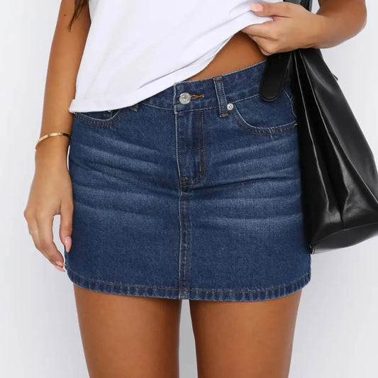 Vintage Stretch Slim Fit Denim Mini Skirt Lily Clothing