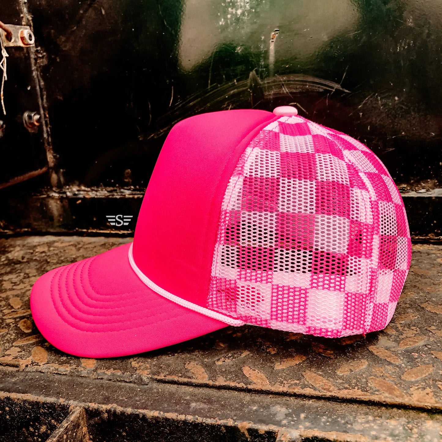 Checkered Mesh Back Foam Trucker Cap - Branded By Barta