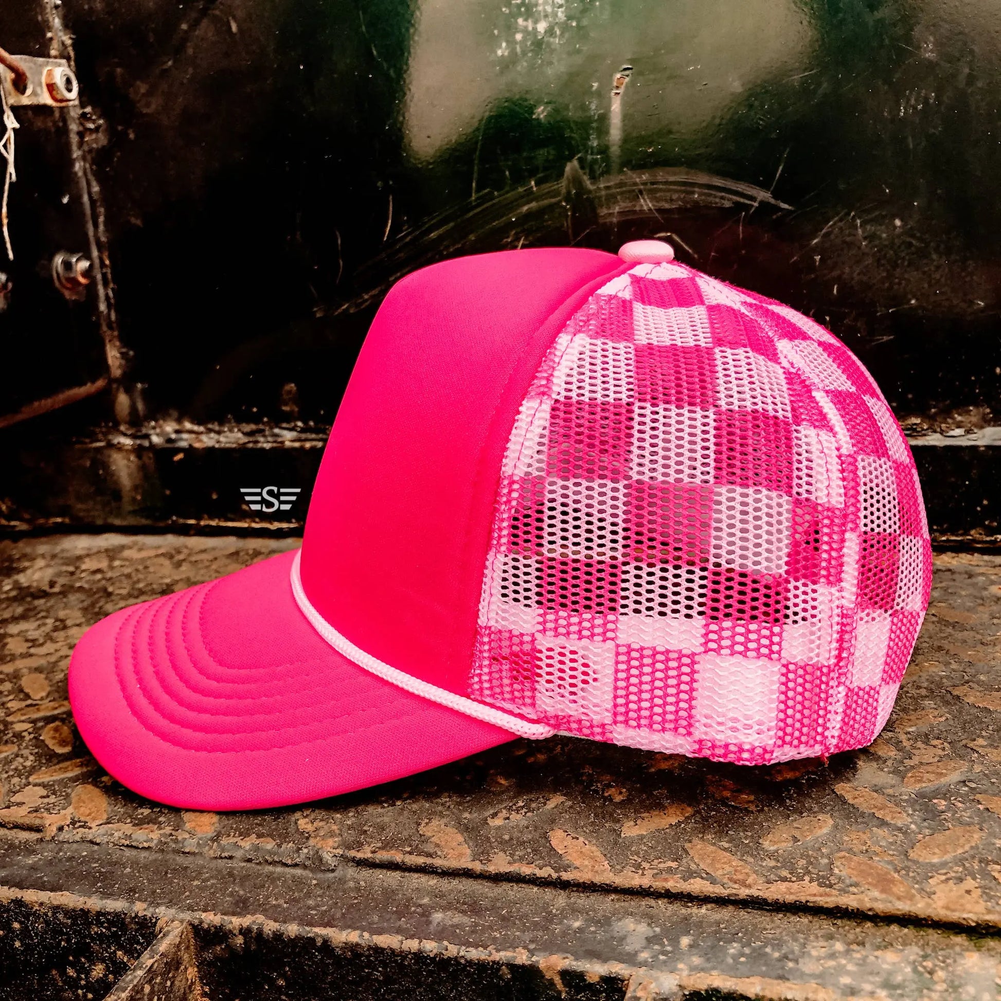 Checkered Mesh Back Foam Trucker Cap - Branded By Barta